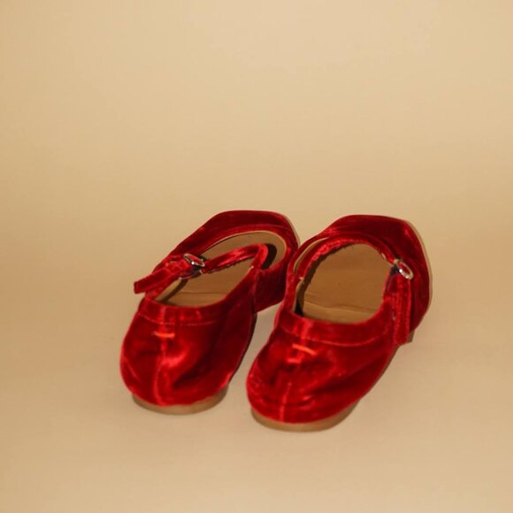 Aeyde Uma Red Velvet Mary Jane Flats - Size 38 - Picture 6 of 8